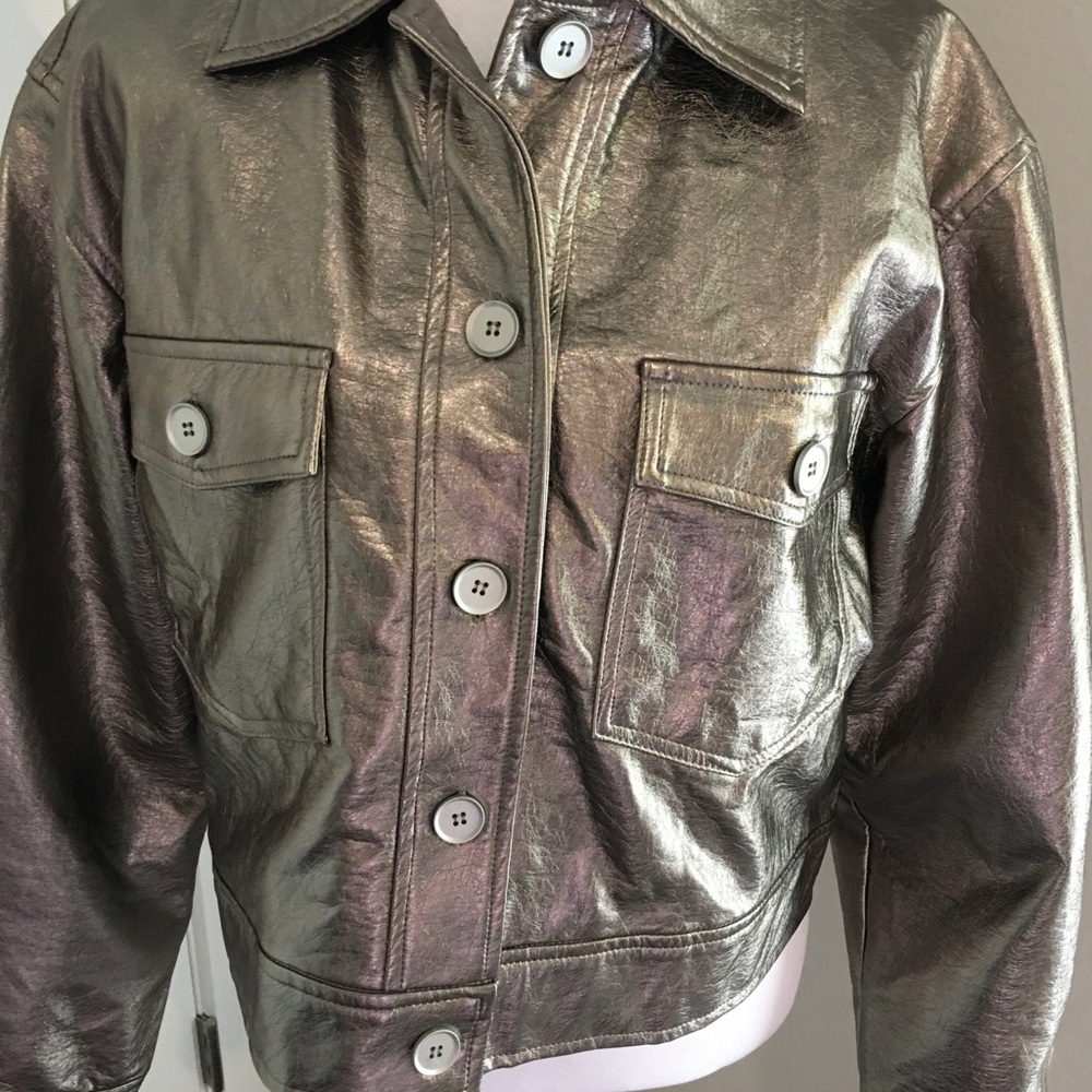 ILLA ILLA Small Metallic Gold Shimmer Women's Jacket Cool Blazer Coat Thin